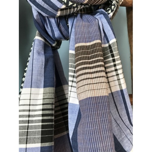 Madras anthracite et bleu