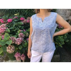 Top caftan TAJ bleu