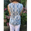 Top caftan TAJ graphique bleu et gris