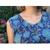 Top caftan MAHAL fleuri vert et bleu