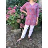 Top tunique caftan RANI fleuri rouge