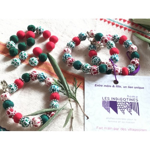 DUO bracelets INDIE vert et rouge