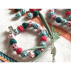 Bracelet Noël INDIE vert et rouge
